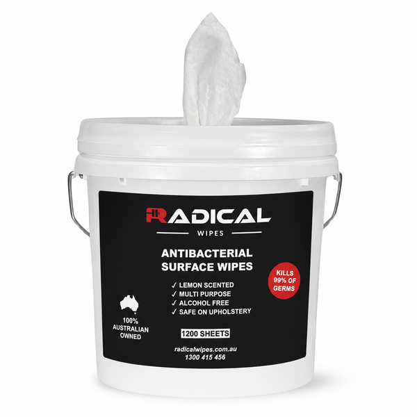 Bucket Dispenser with Gym Wipes, White